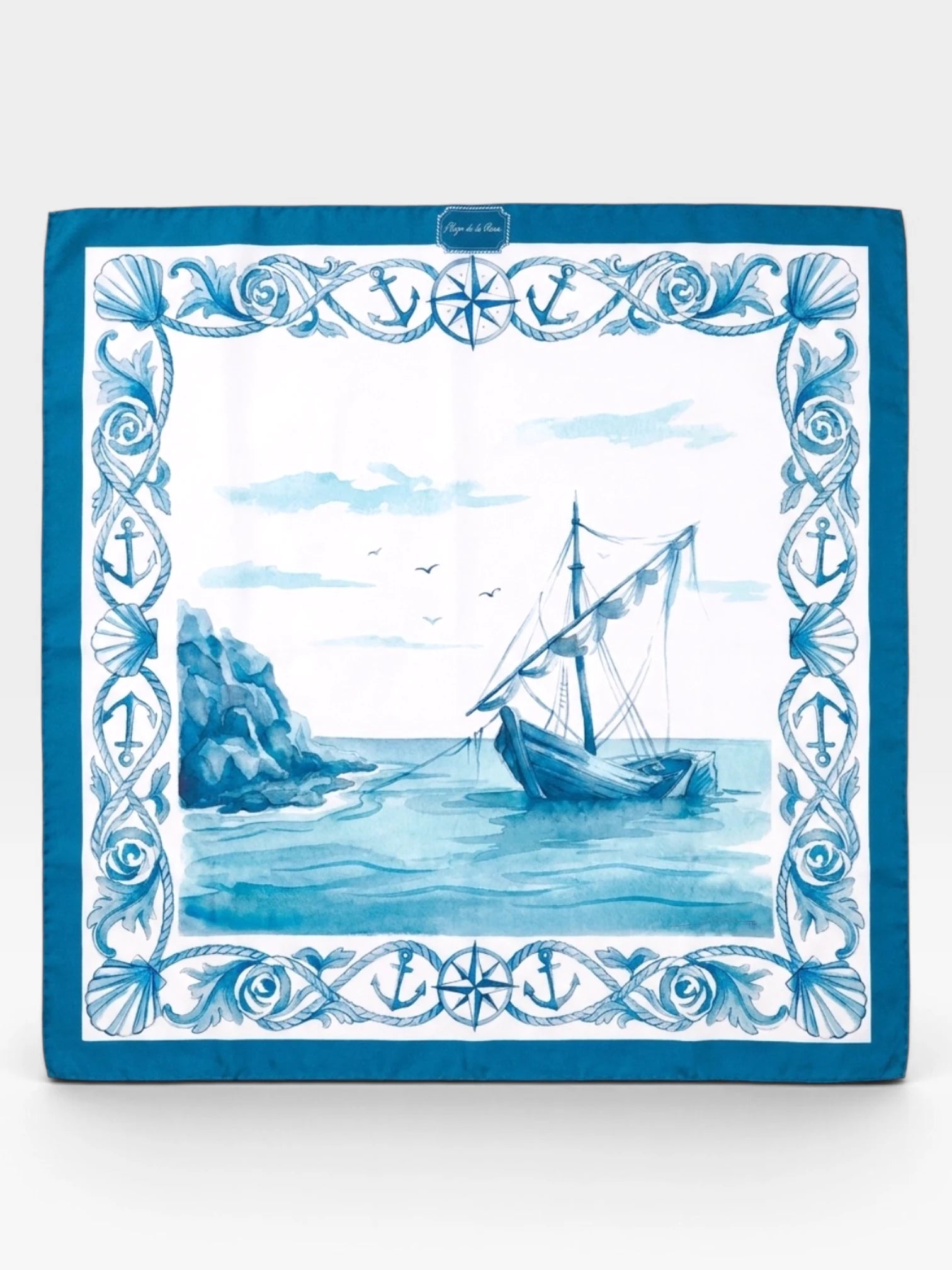 Archivo 1996 "Fondeo" – Pañuelo de seda twill azul