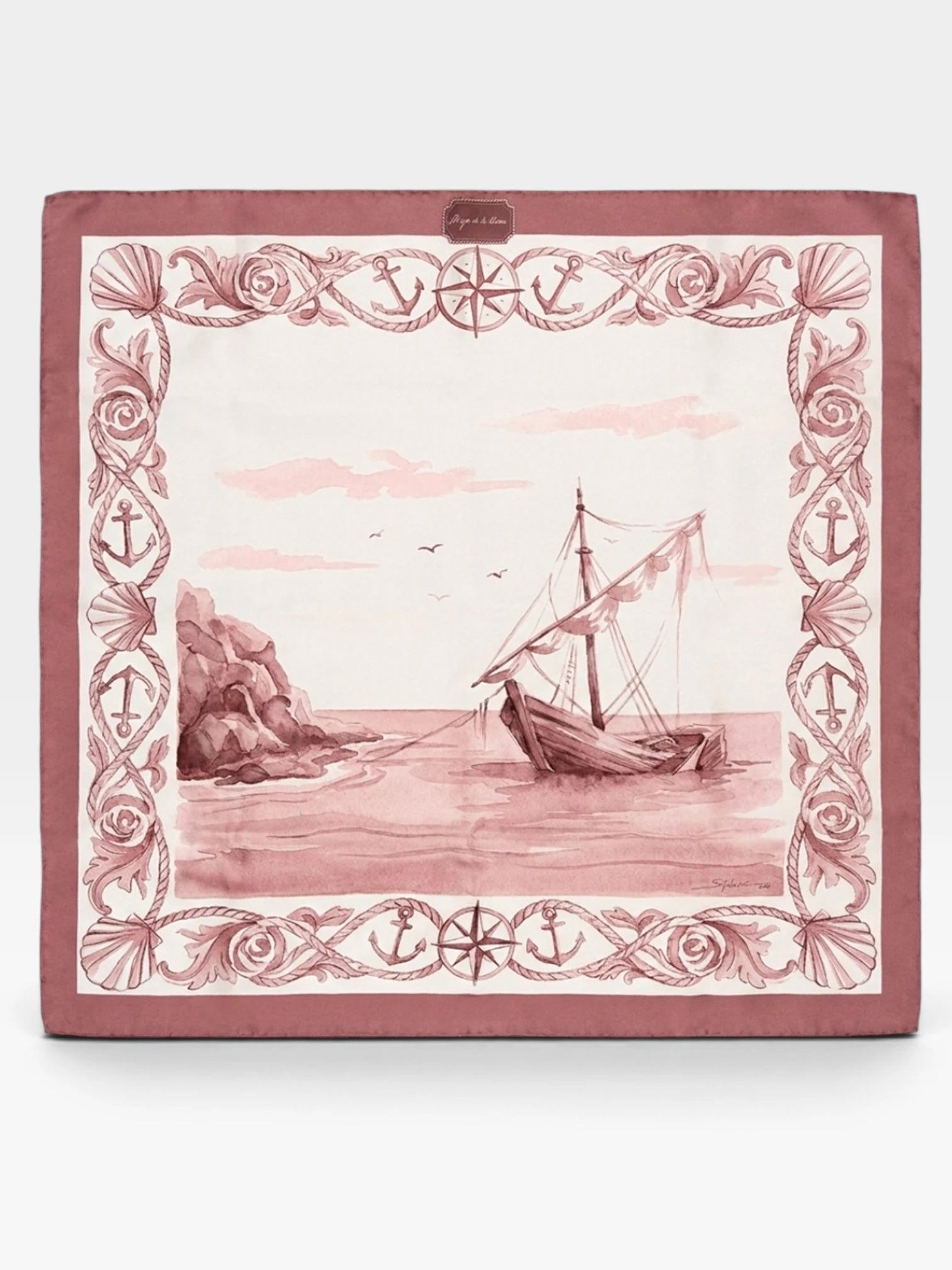 Archivo 1996 "Fondeo" – Pañuelo de seda twill rosado