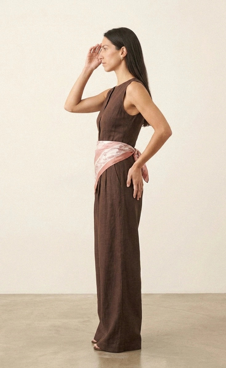 Archivo 1996 "Fondeo" – Pañuelo de seda twill tono rosa - PLIEGO DE LA ROSA