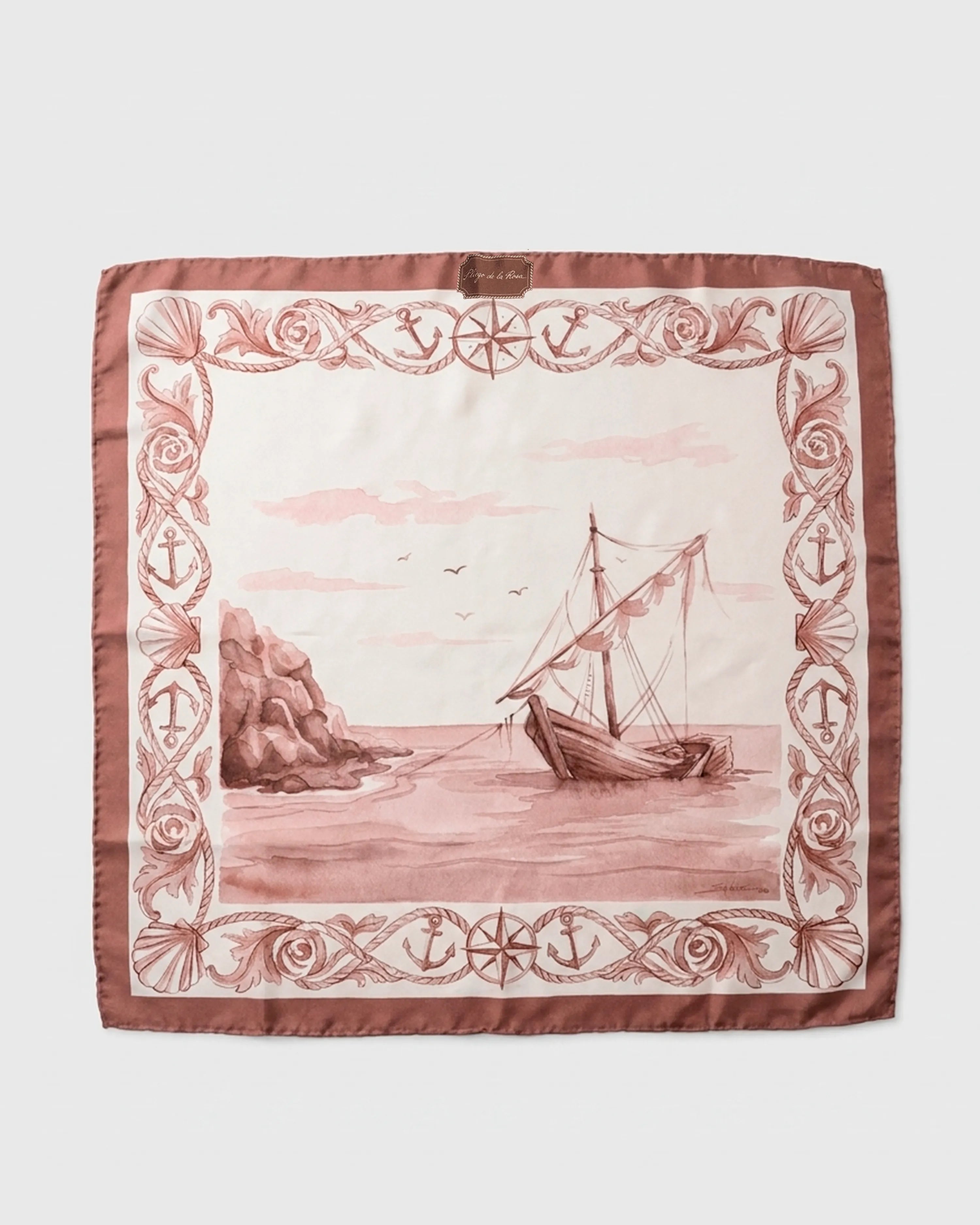 Archivo 1996 "Fondeo" – Pañuelo de seda twill tono rosa - PLIEGO DE LA ROSA
