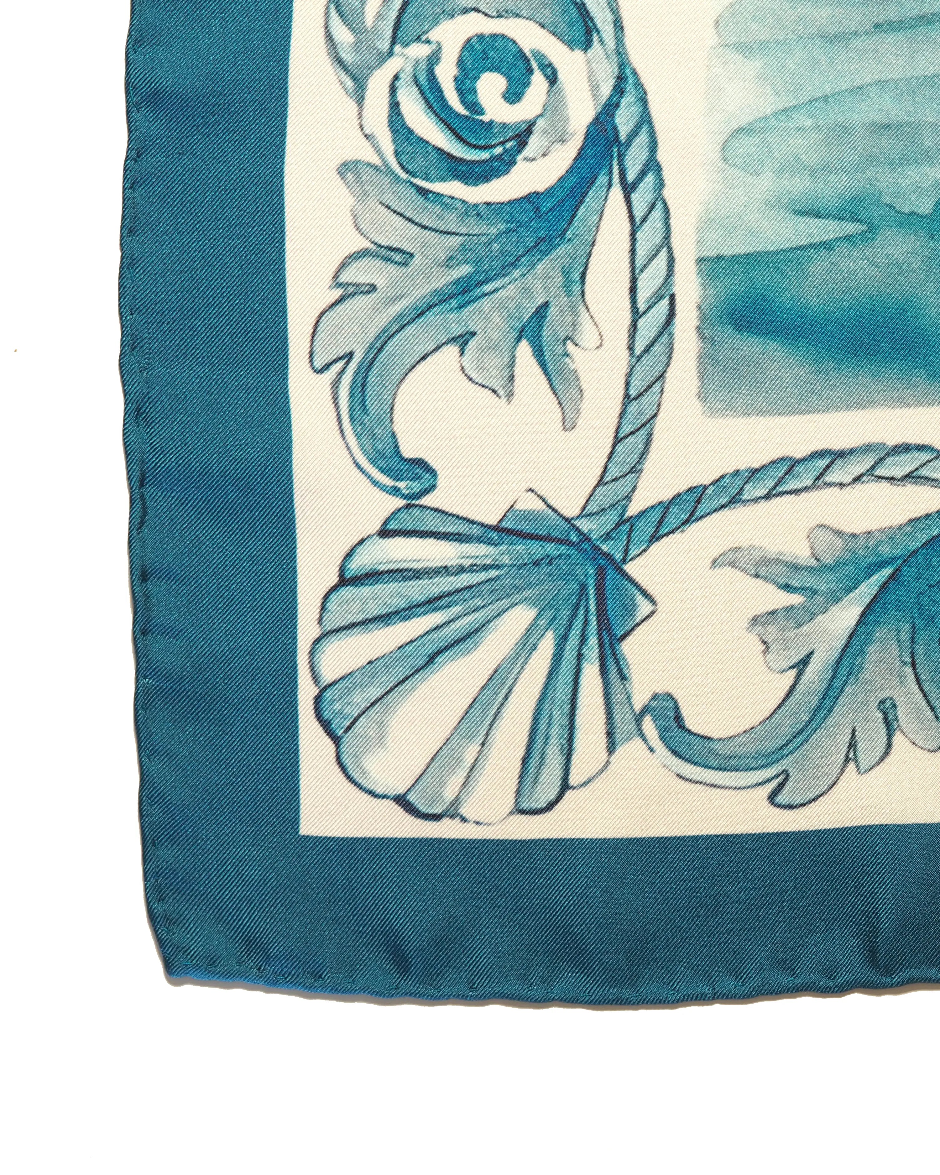 Archivo 1996 "Fondeo" –  Pañuelo de seda twill  tono azul - PLIEGO DE LA ROSA