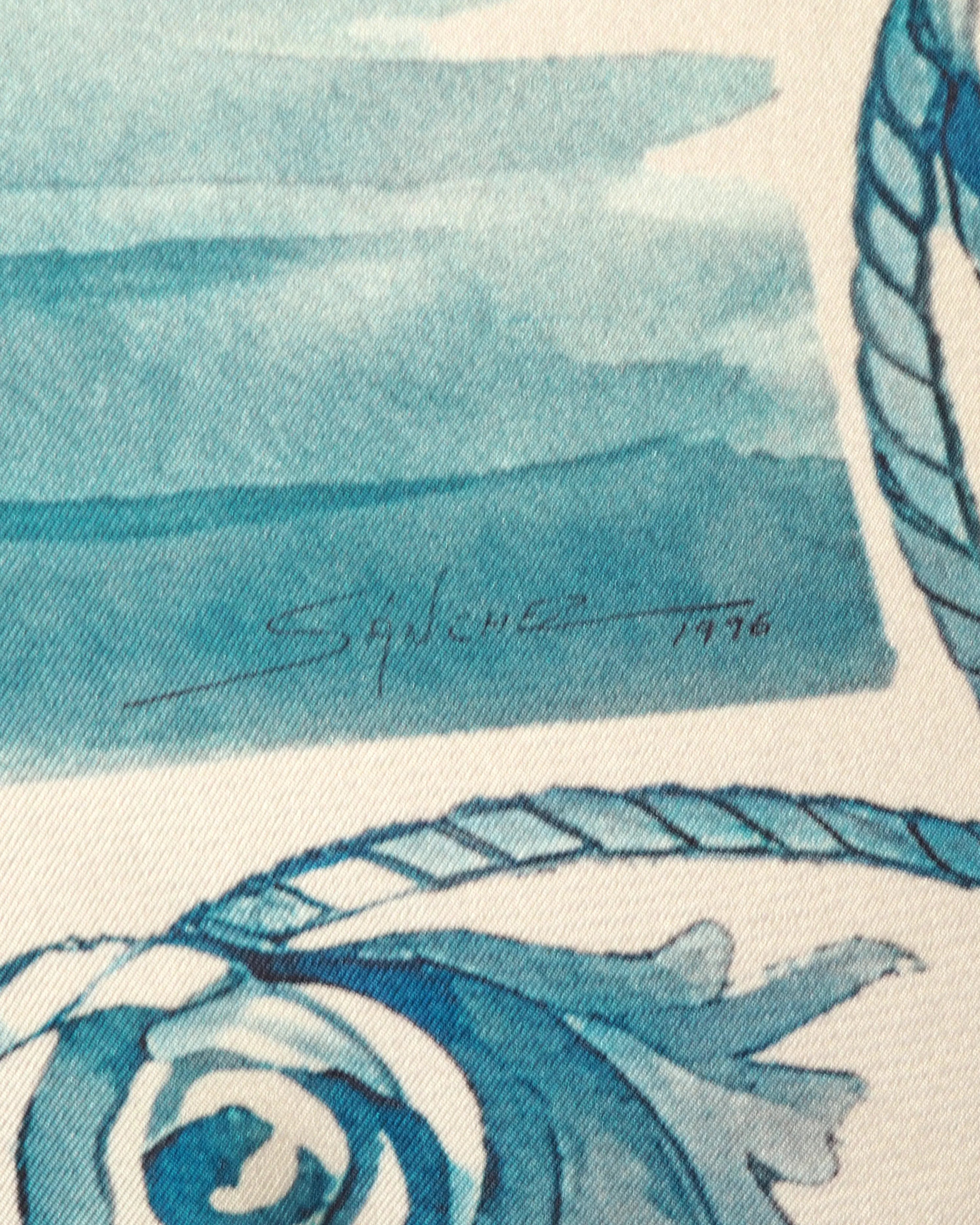 Archivo 1996 "Fondeo" –  Pañuelo de seda twill  tono azul - PLIEGO DE LA ROSA