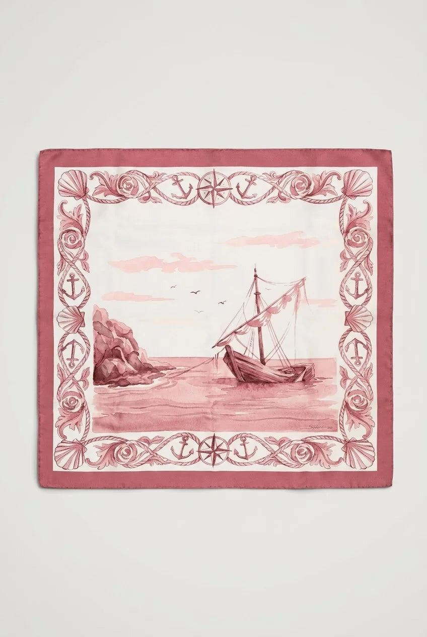 Archivo 1996 "Fondeo" –  Pañuelo de seda twill  rosado